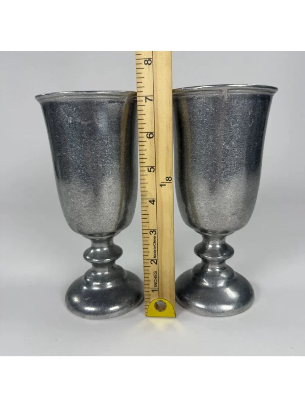 Vintage RWP Wilton Armetale Pewter Plough Tavern Wine Goblets 7”
